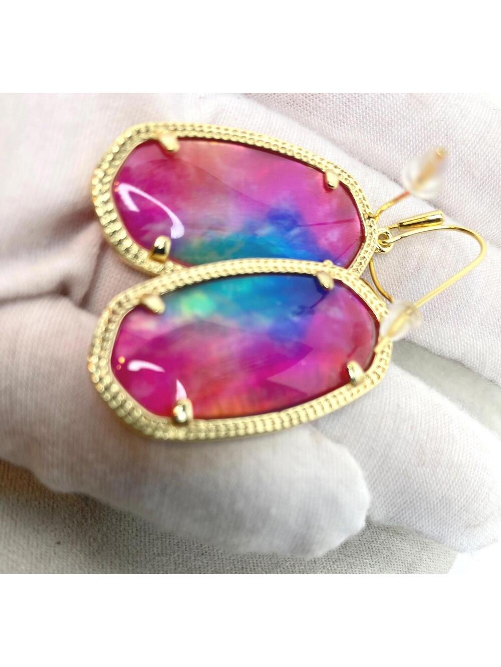 Kendra Scott Elle Watercolor Illusion Earrings Gold Tone NWT